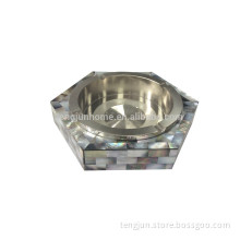 Smoking Accessories Stainless Steel Ashtray Made From Black Mother of Pearl